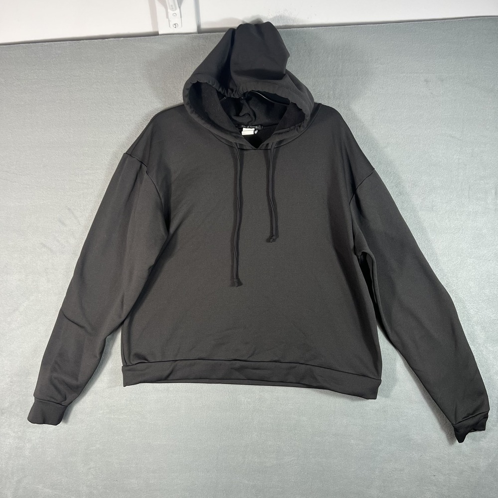 Rio of Stars Women's Black Pullover Hoodie Sweatshirt Drawstring Size Large